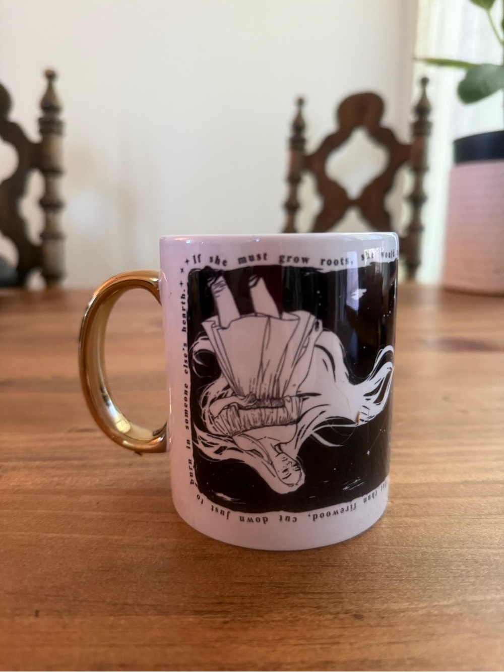 Erin Van Vuren "Flourish Wild" Celestial Quote Mug with Gold Handle